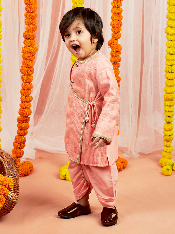 Jashvi Infant Boys Pink Silk Blend Kurta and Dhoti Set