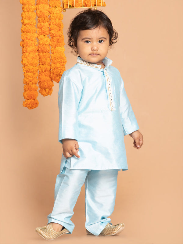 Jashvi SISHU Boys' Aqua Blue Viscose Kurta and Pyjama Set