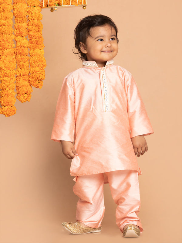 Jashvi SISHU Boys' Pink Viscose Kurta and Pyjama Set