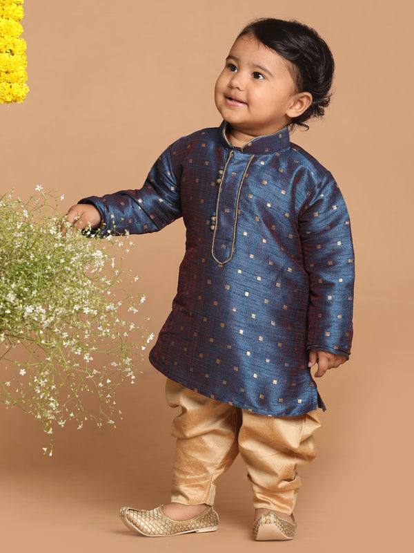 Jashvi Boy's Blue Kurta with Dhoti Pant Set