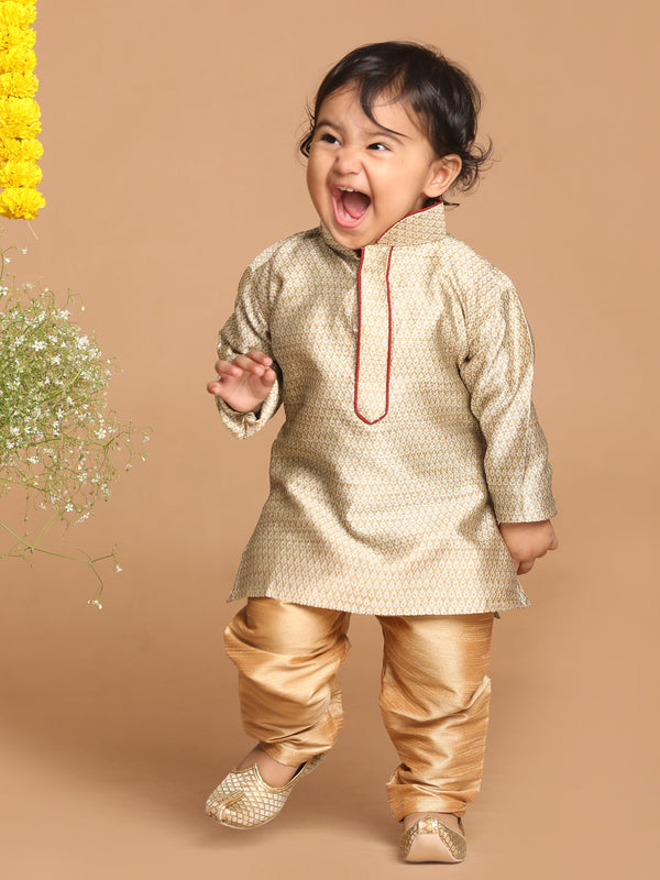 Jashvi SISHU Boy's Beige Kurta With Pyjama Set