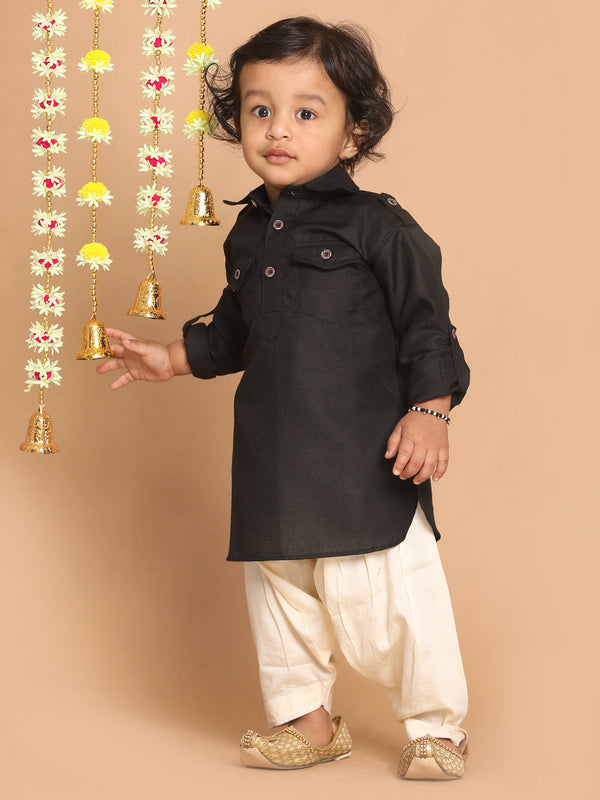 Jashvi Boy's Black Pathani Kurta