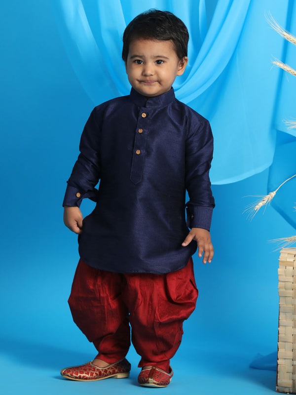 Jashvi SISHU Boy's Blue Kurta And Cowl Dhoti Set