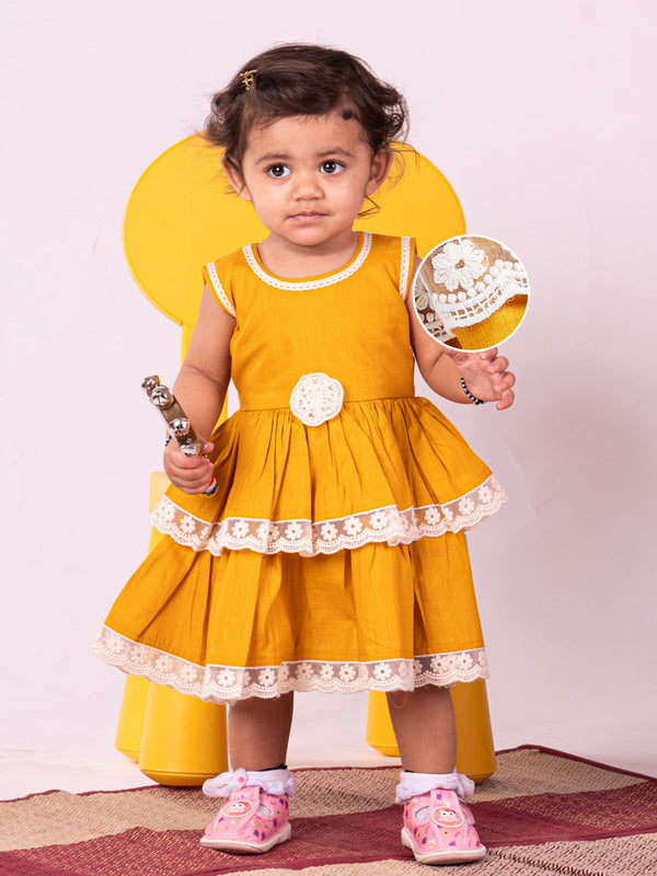 Jashvi Girls' Mustard Dress