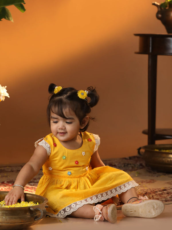 Jashvi Girls' Yellow Dress