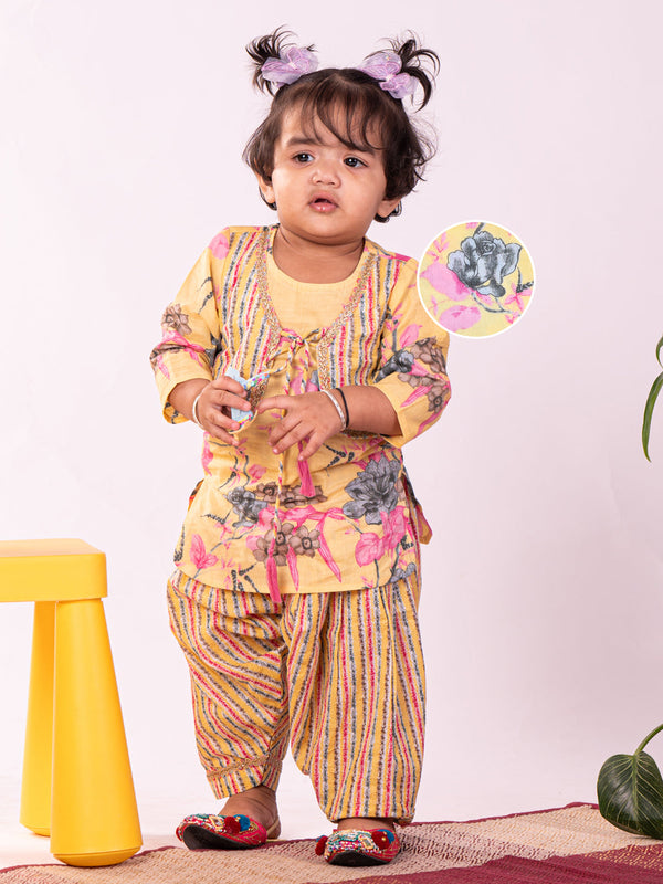 Jashvi Girls' Yellow Kurta And Patiala Set