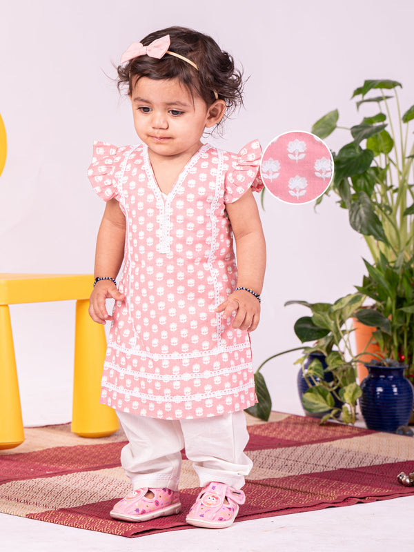 Jashvi Girls' Pink Kurta Set