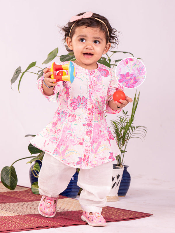 Jashvi Girls' Pink Kurta Set