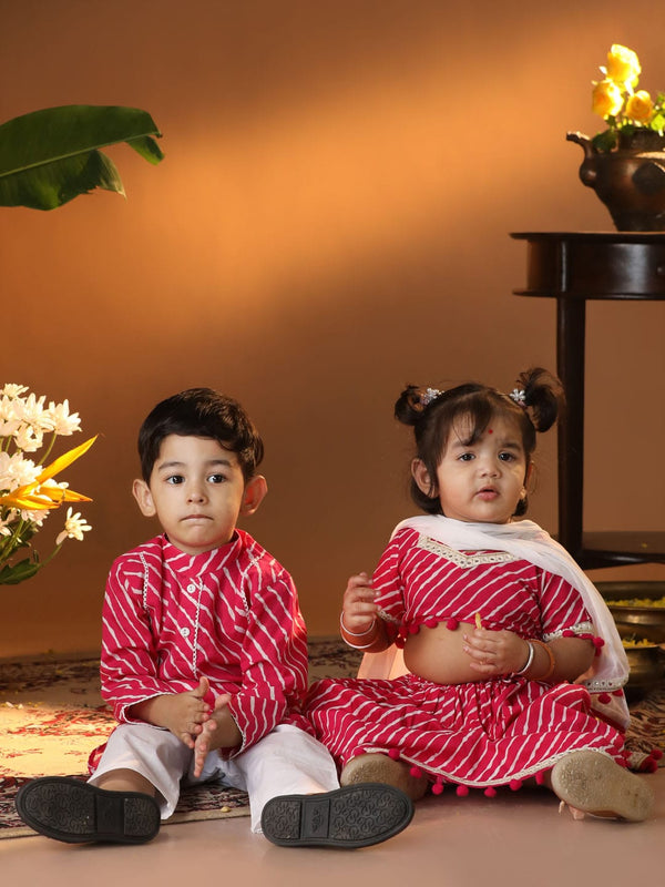 Jashvi Pink And White BHAI BEHEN Siblings Matching Set