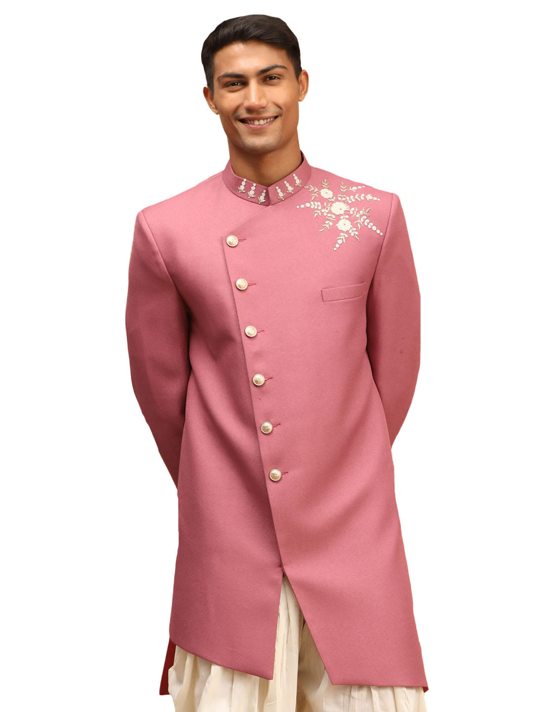 Men's Purple Silk Sherwani Only Top - Shrestha By Vastramay