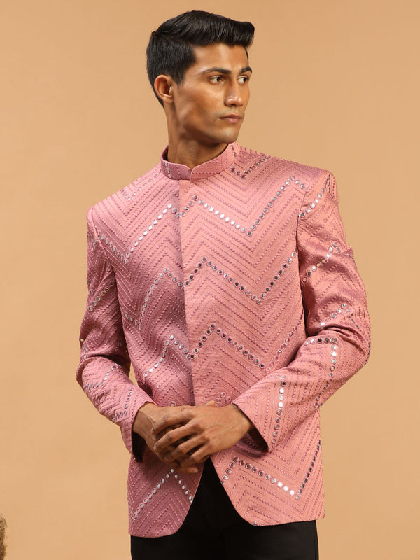 Jashvi Men's Onion Pink Mirror Jodhpuri