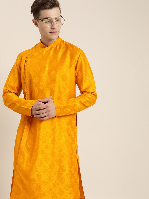 Jashvi Men Yellow  Angrakha Kurta