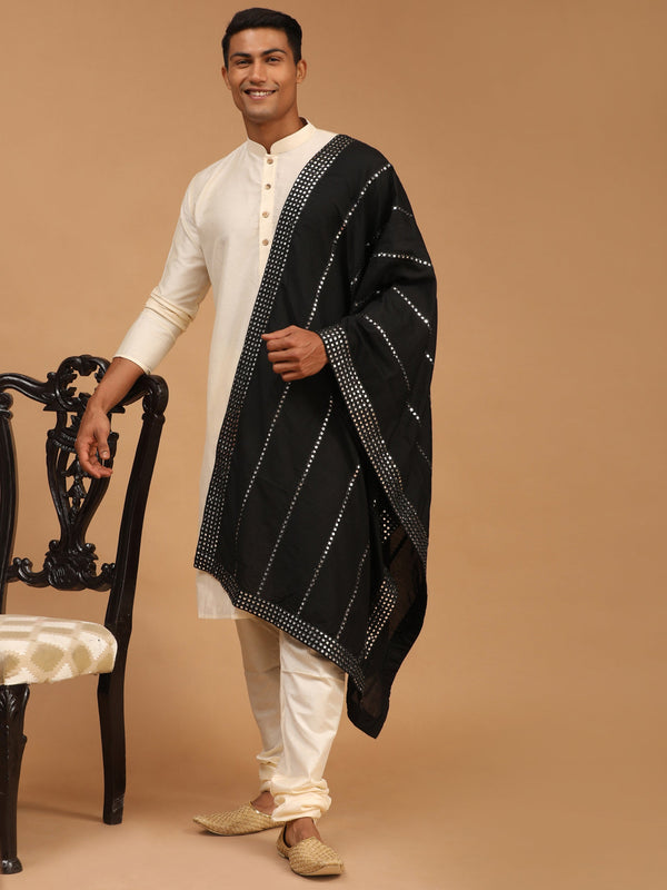 Jashvi Men's Cream Kurta Pyjama And Dupatta Set