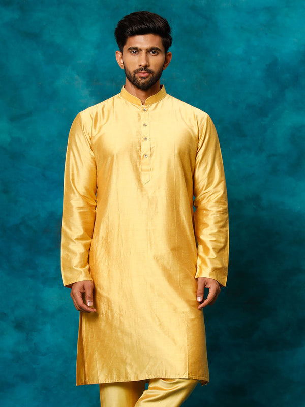 Jashvi Men's Mustard Viscose Kurta