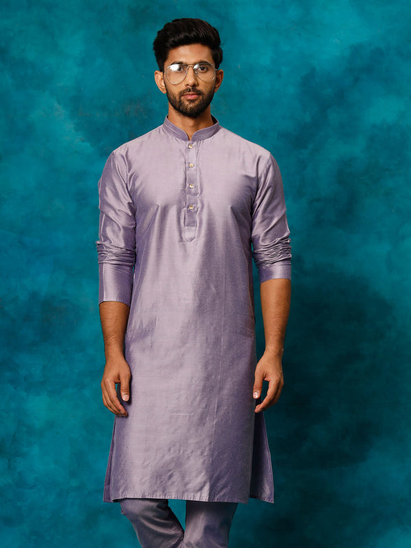 Jashvi Men's Purple Viscose Kurta