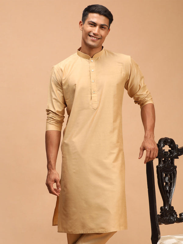 Jashvi Men's Rose Gold Viscose Kurta