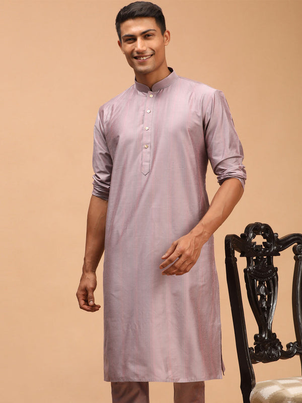 Jashvi Men's Light Purple Viscose Kurta