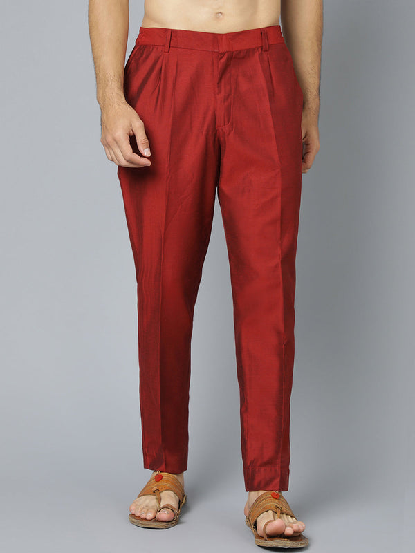 Jashvi Men's Maroon Viscose Pant Style Pyjama Set