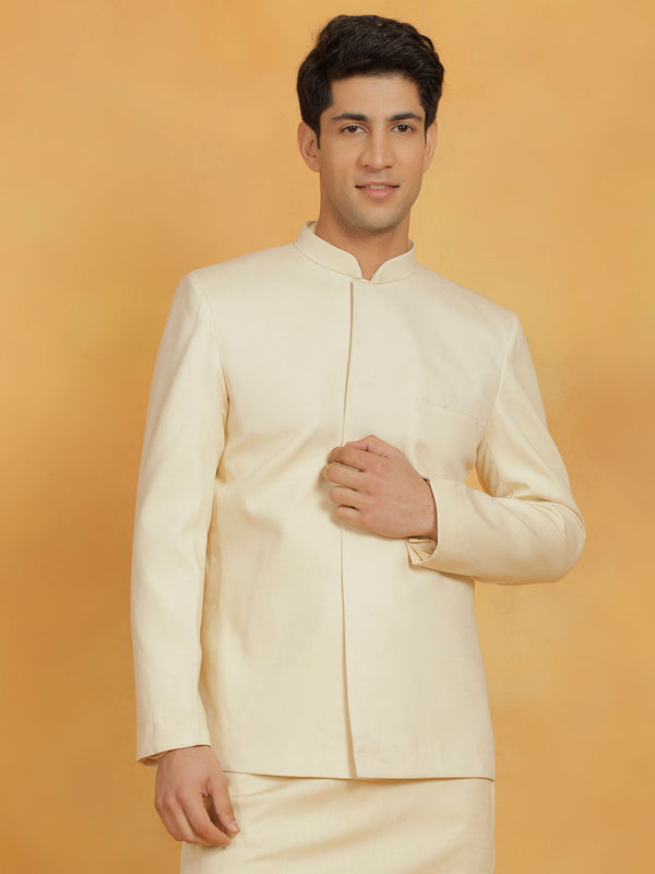 Jashvi Men's Cream Cotton Linen Jodhpuri