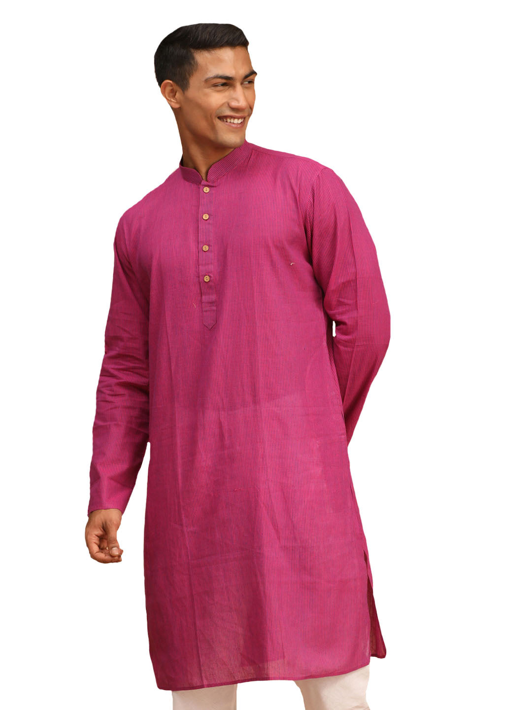 Men's Purple Pure Cotton Kurta - Vastramay