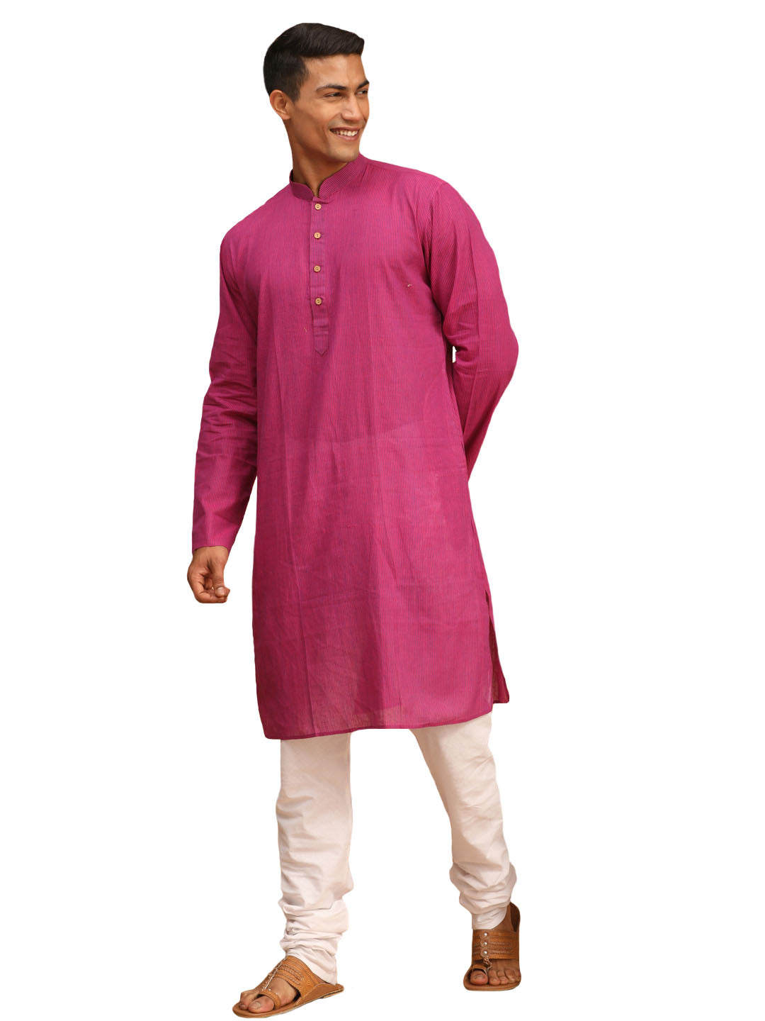 Men's Purple Pure Cotton Kurta Pyjama Set - Vastramay