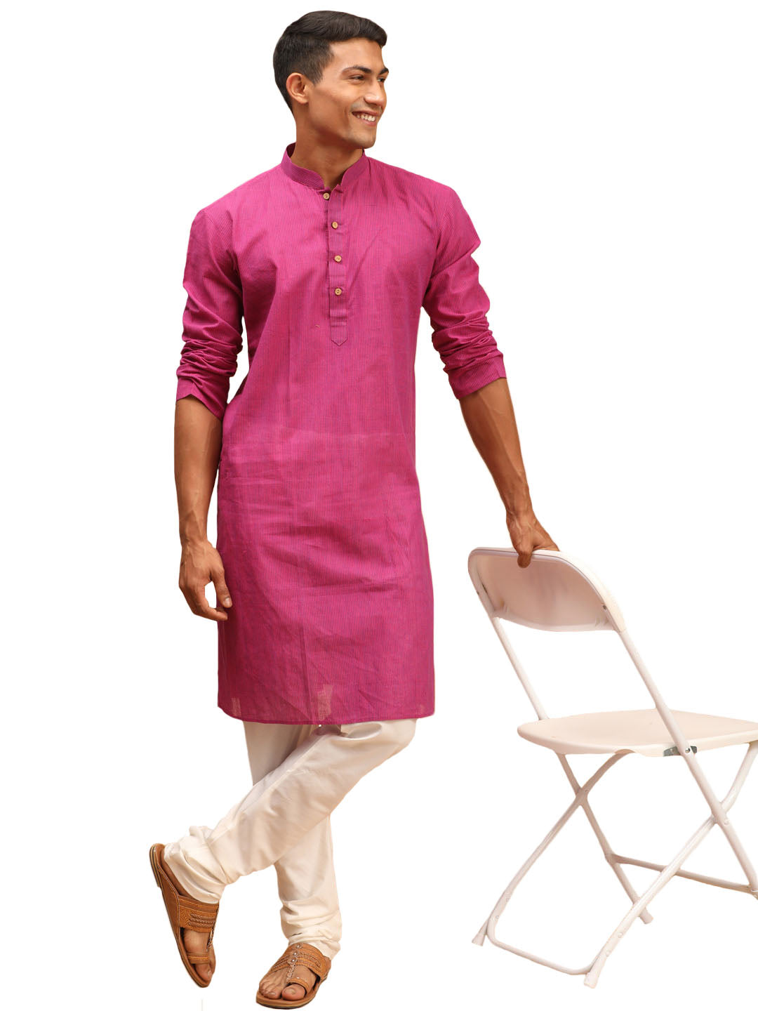 Men's Purple Pure Cotton Kurta Pyjama Set - Vastramay