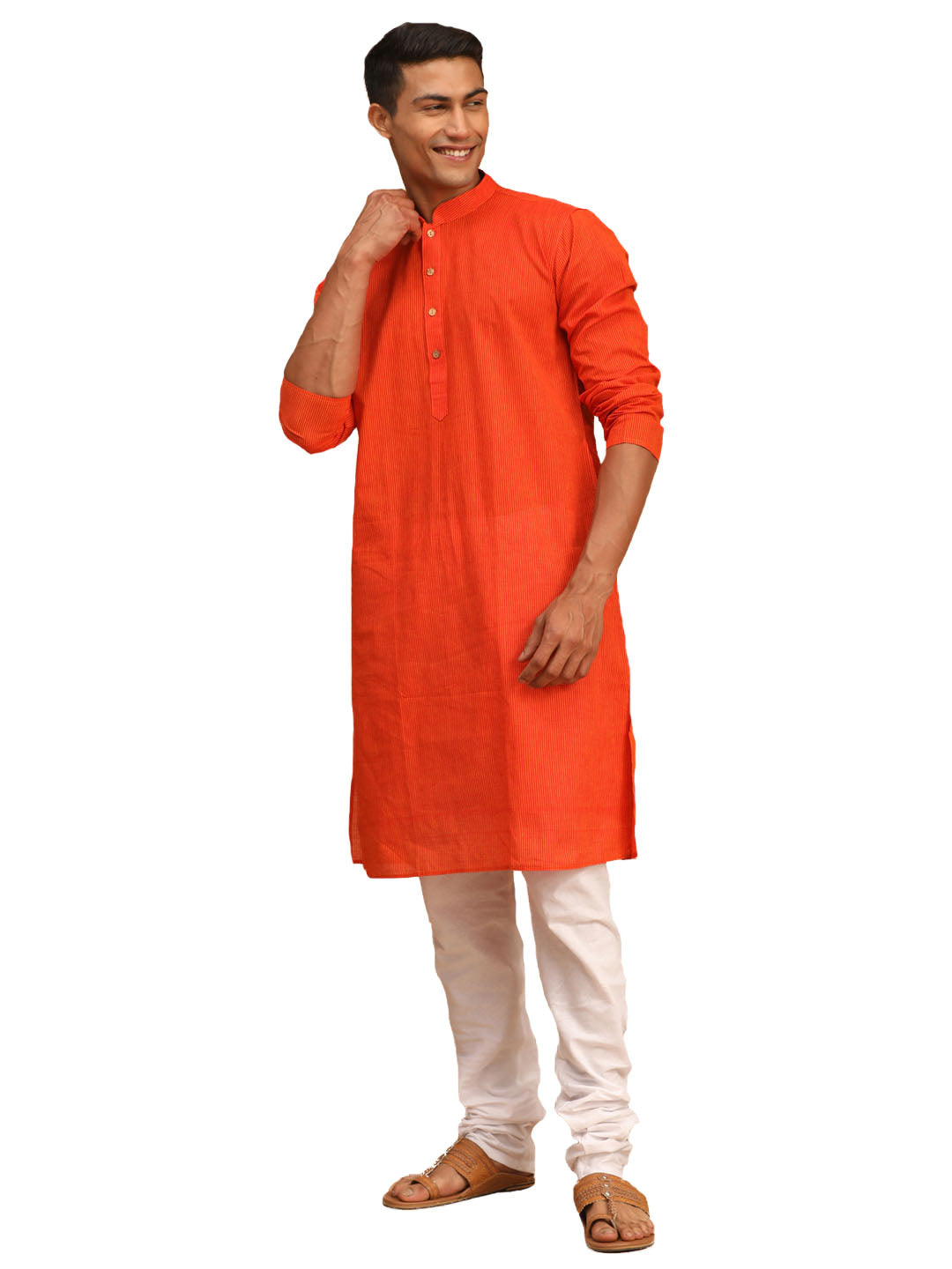 Men's Red Pure Cotton Kurta Pyjama Set - Vastramay