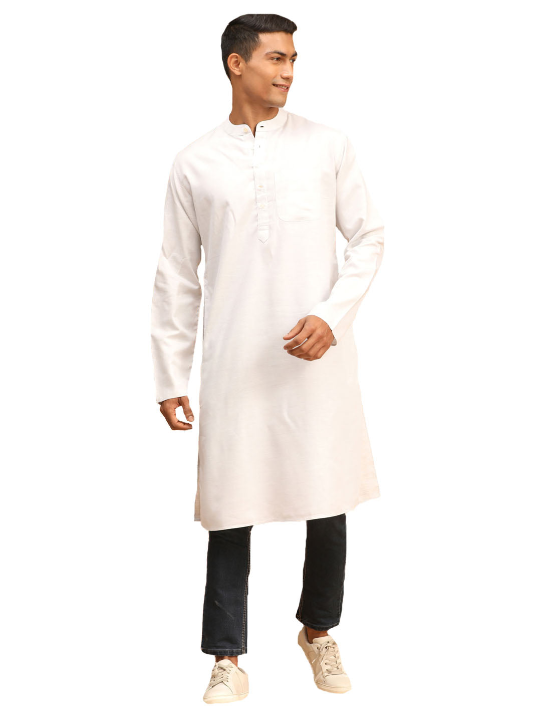 Men's Grey Organic Cotton Kurta - Vastramay