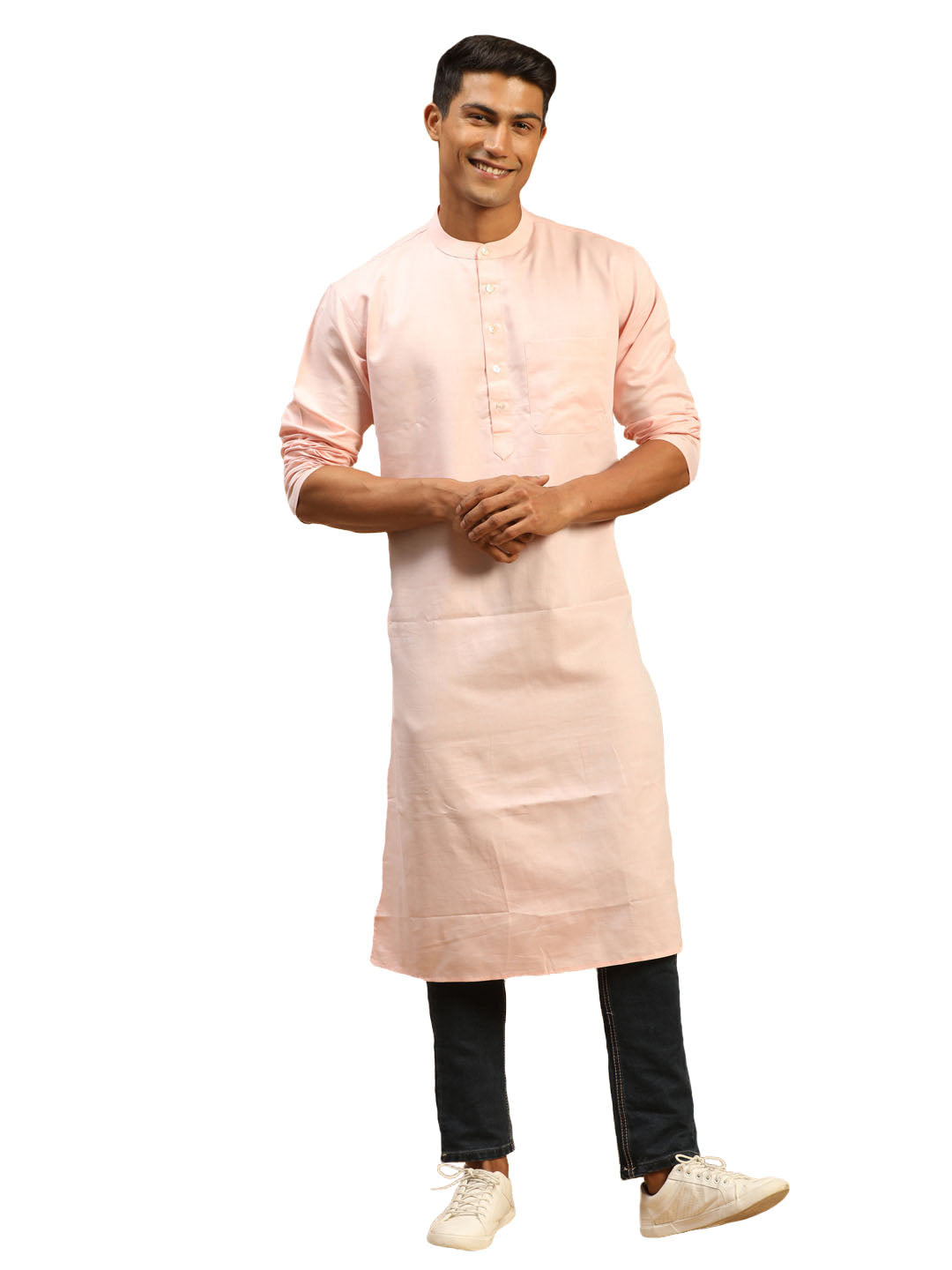 Men's Orange Organic Cotton Kurta - Vastramay