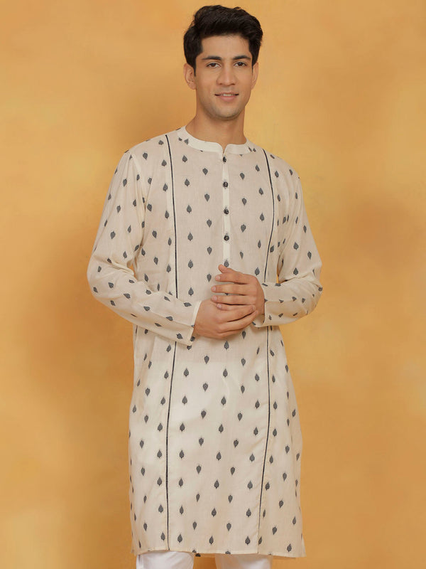 Jashvi Men's Cream Cotton Kurta