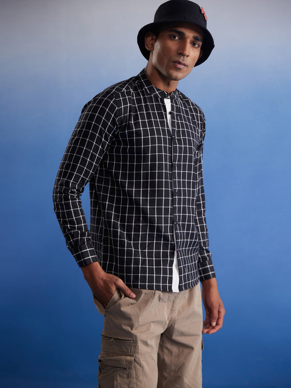 Jashvi Men's Black Checked Cotton Shirt