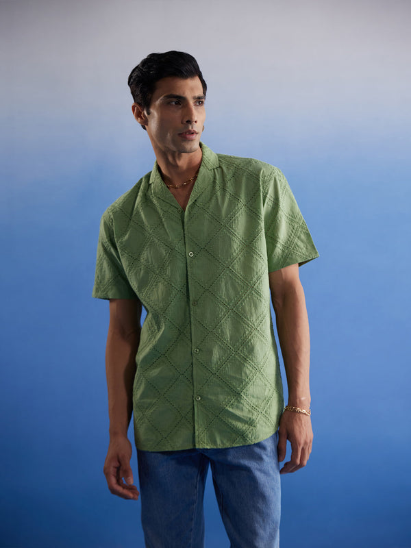 Jashvi Men's Green Hakooba Shirt