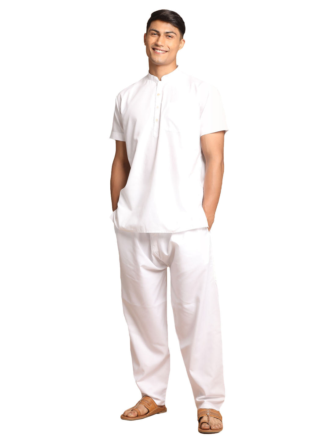 Men's White Cotton Work From Home Collection Kurta Pyjama Set - Vastramay