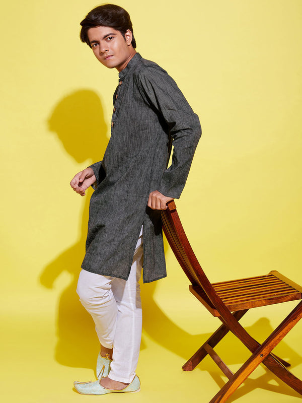 Jashvi Boy's Black Cotton Kurta