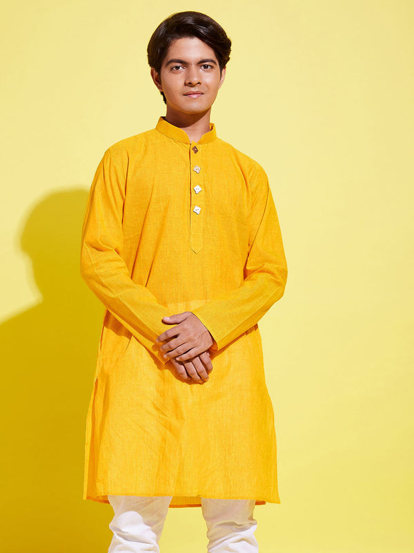 Jashvi Boy's Mustard Cotton Kurta