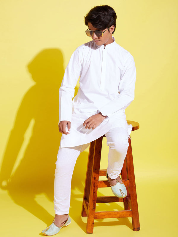 Jashvi Boys' White Cotton Kurta