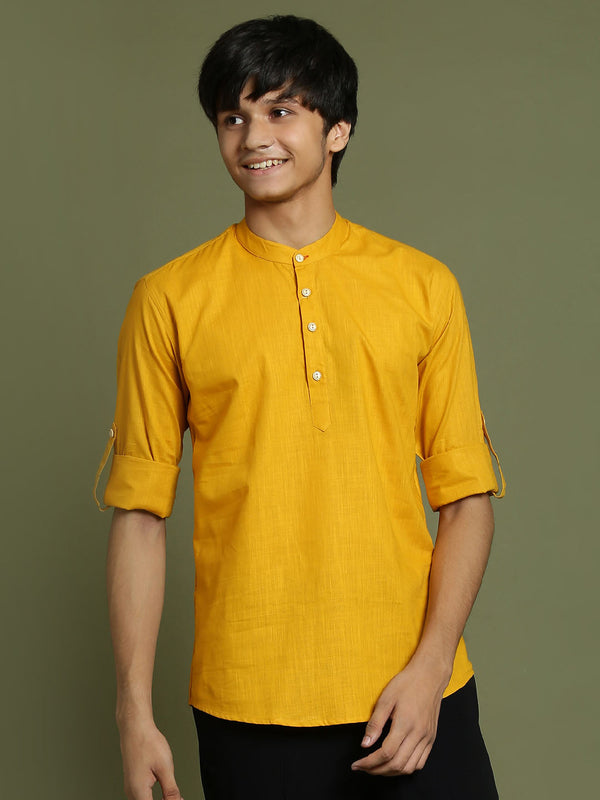 Jashvi Boys Mustard Short Kurta