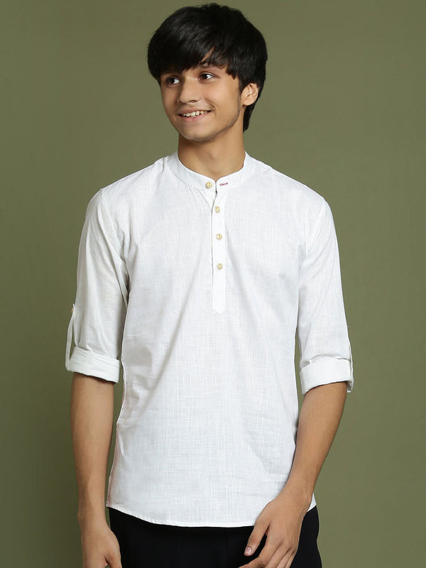 Jashvi Boys White Short Kurta