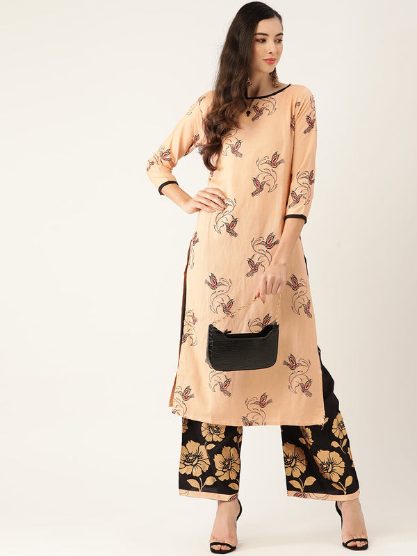 Women's Viscose Rayon Kurta And Palazzo Set - VAABA