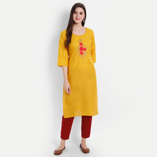 Women's Yellow Cotton Kurti - Dwija Fashion