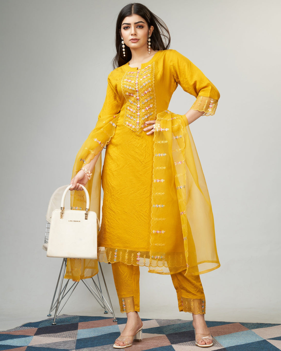 Women's Yellow Viscose Kurta Set - Dwija Fashion