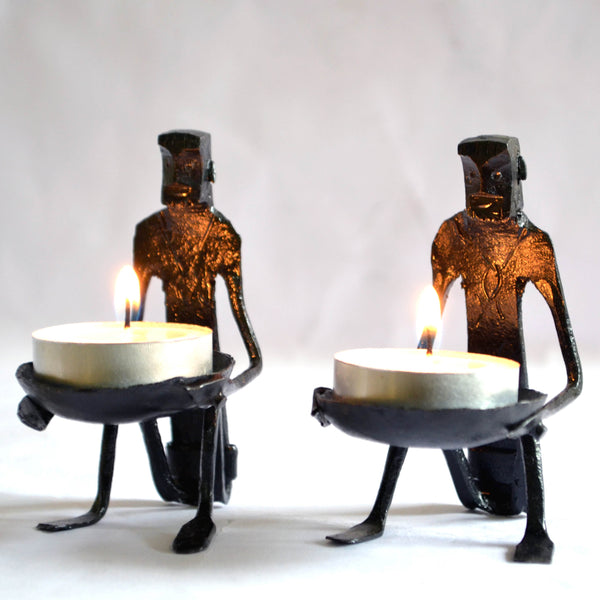 Wrought Iron  Tribal Candle Stand Set - Wic004