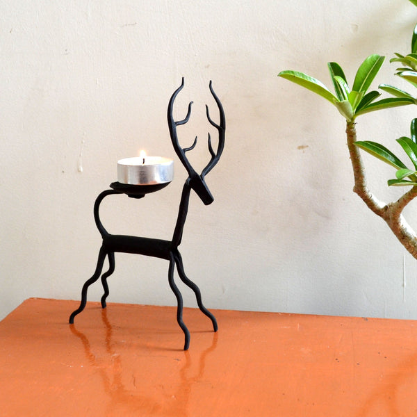 Wrought Iron Deer Candle Stand