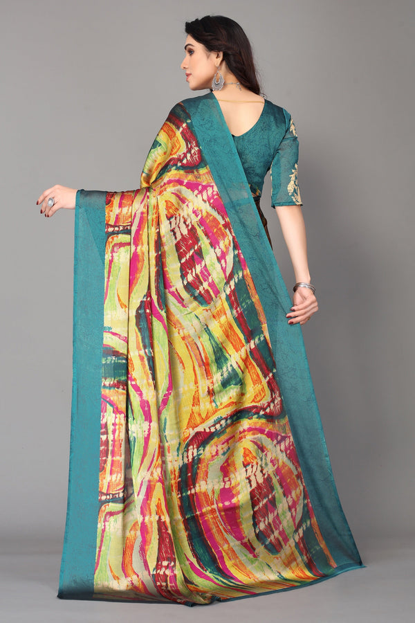 Women's Rama Chiffon Printed Saree - Dwija Fashion