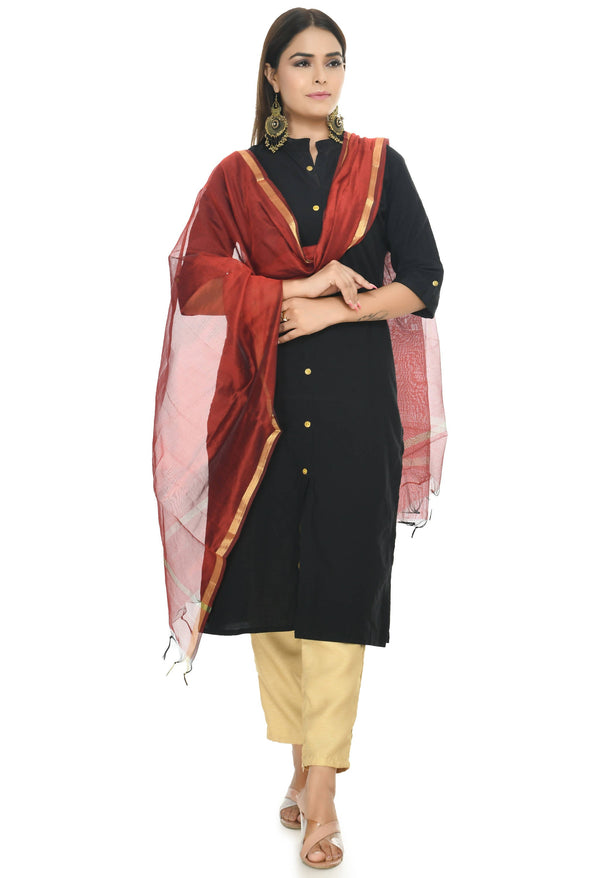 Women's Banarsi Chanderi Piping Dupatta Mfd0032 - Moeza