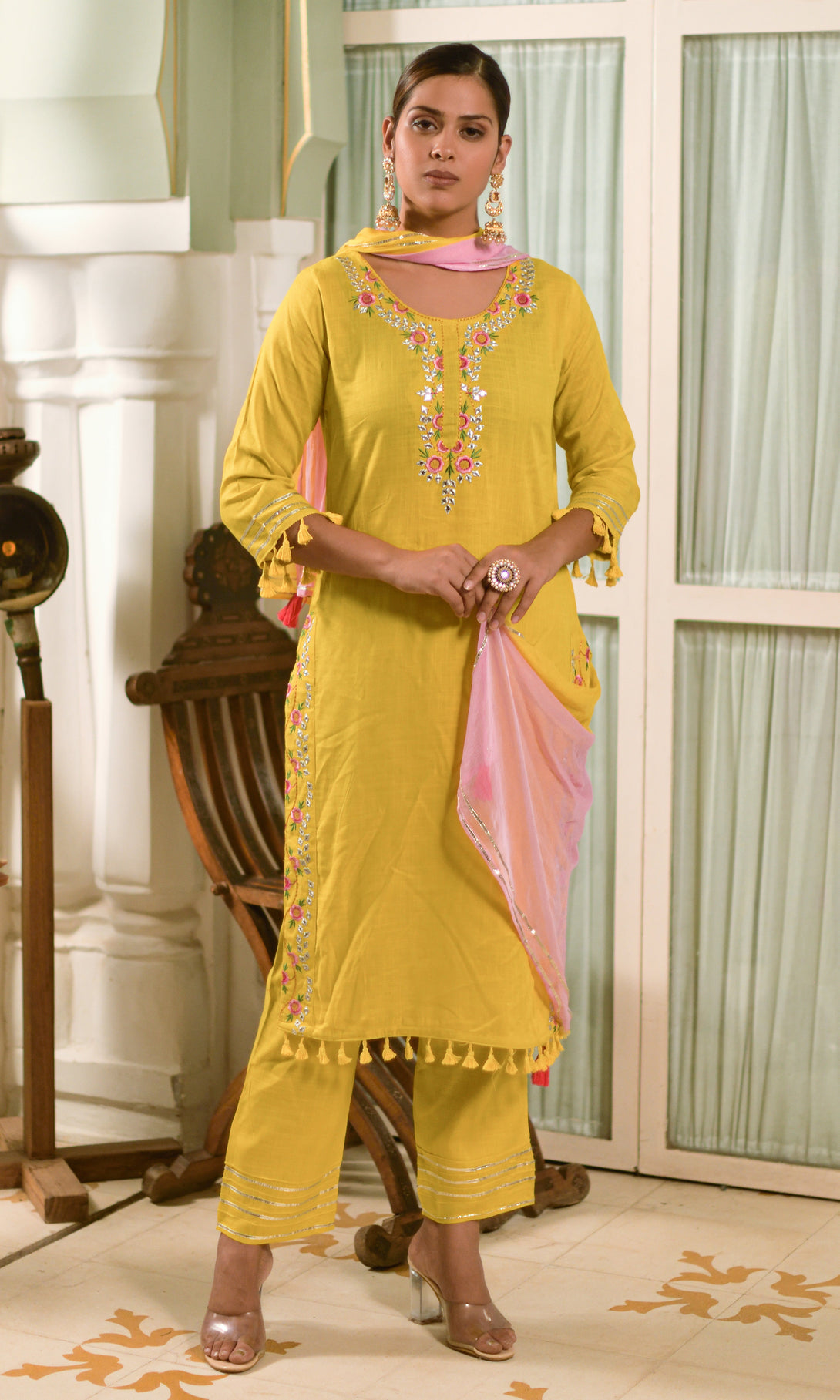 Women's Yellow Designer Kurta Set  - Dwija Fashion