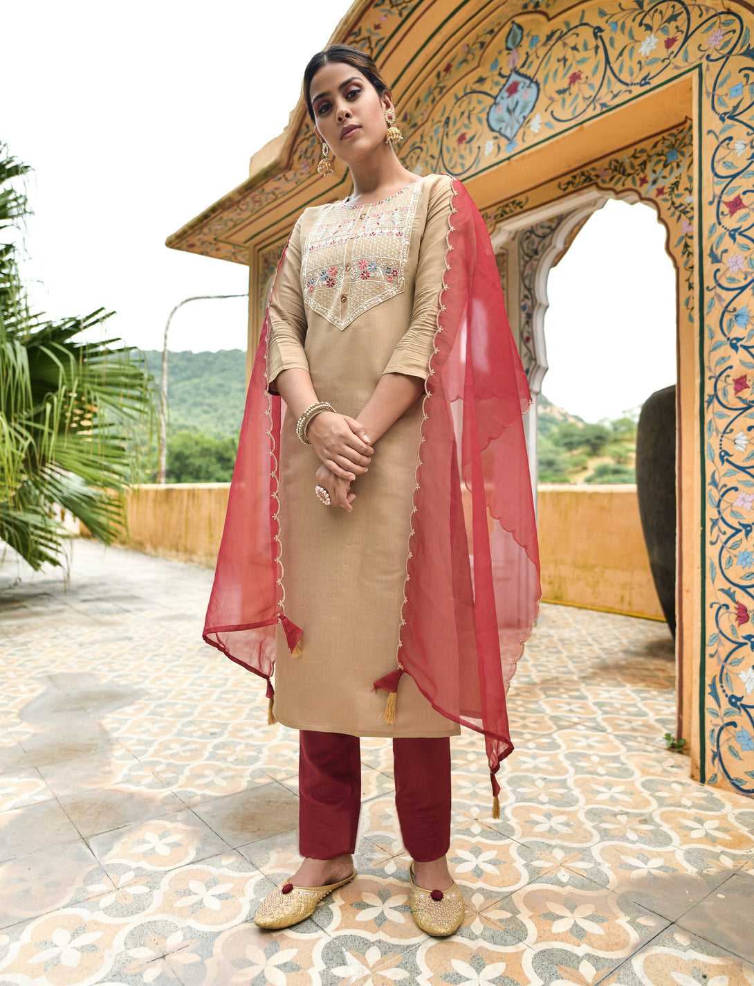 Women's Chiku Designer Kurta Set  - Dwija Fashion