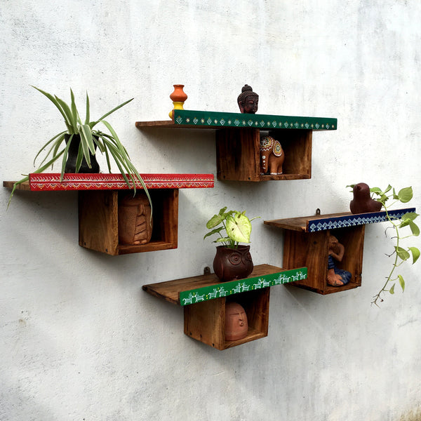 Wooden Wall Rack Set Of 4