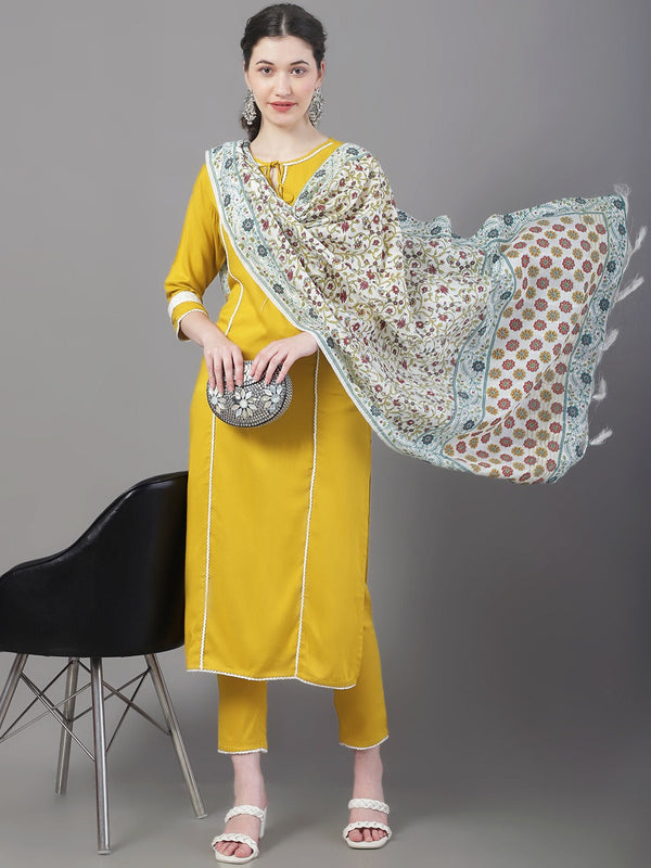 Women's Panelled Kurta With Trousers & With Dupatta - Noz2Toz