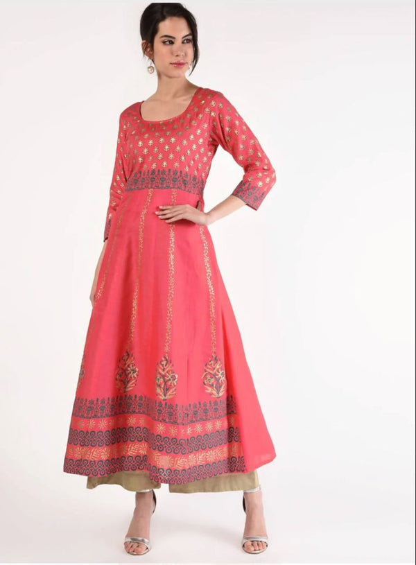 Women's Embellished Daily Wear Cotton Blend Kurta - Cheera